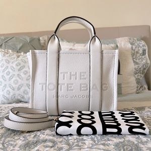 Marc Jacobs Leather Mini Tote In Cotton/White
